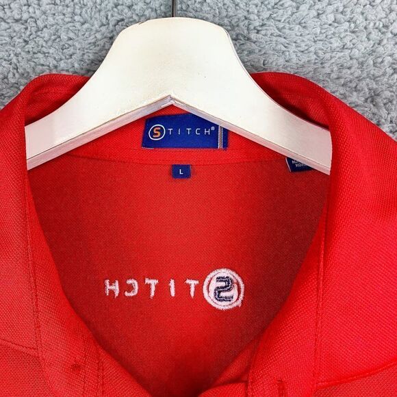 Stitch Golf Polo Shirt Mens Large Red Golfer 2018 US Mid Amateur Golfer Casual - Picture 3 of 13
